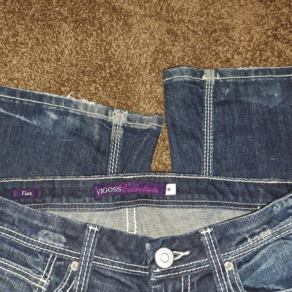 Vigoss Collection Embroidered Flare Leg Jeans size 5 - Picture 5 of 12
